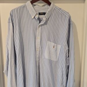 Polo by Ralph Lauren Blue and White Striped Casual Button Down Shirt